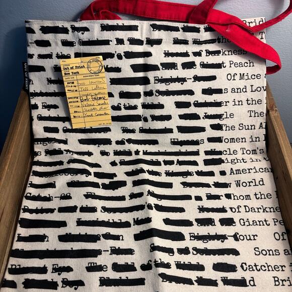 Out of Print Handbags - Banned Books Tote Bag with Red Handles NWT